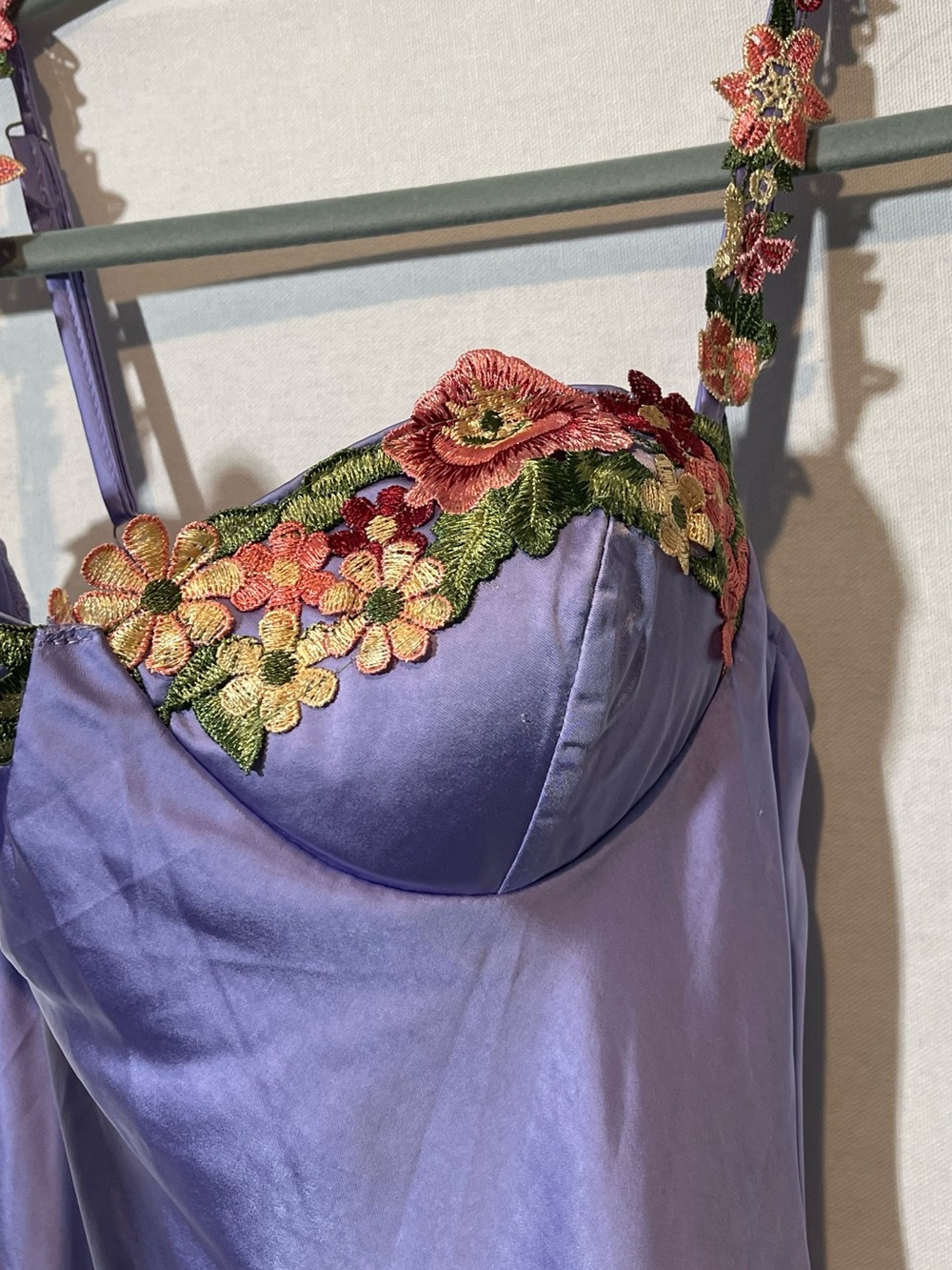 Lilac Floral-Trim Maxi Slip Dress - Picture 6 of 14